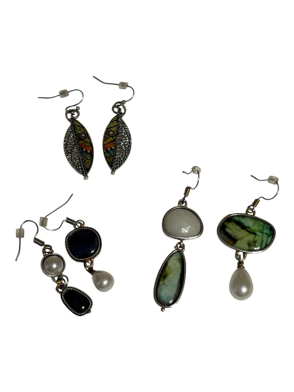 Set of 3 Silvertone Drop Earrings